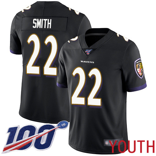 Baltimore Ravens Limited Black Youth Jimmy Smith Alternate Jersey NFL Football #22 100th Season Vapor Untouchable->youth nfl jersey->Youth Jersey